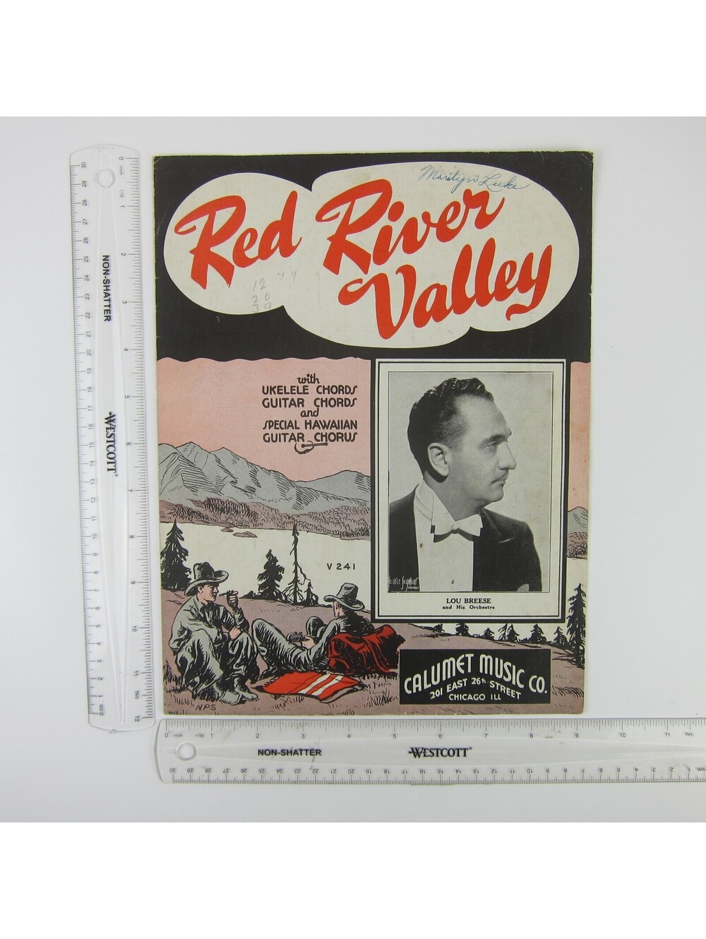 Sheet Music Red River Valley Western Film Lou Brees Guitar Ukelele Vintage 1935